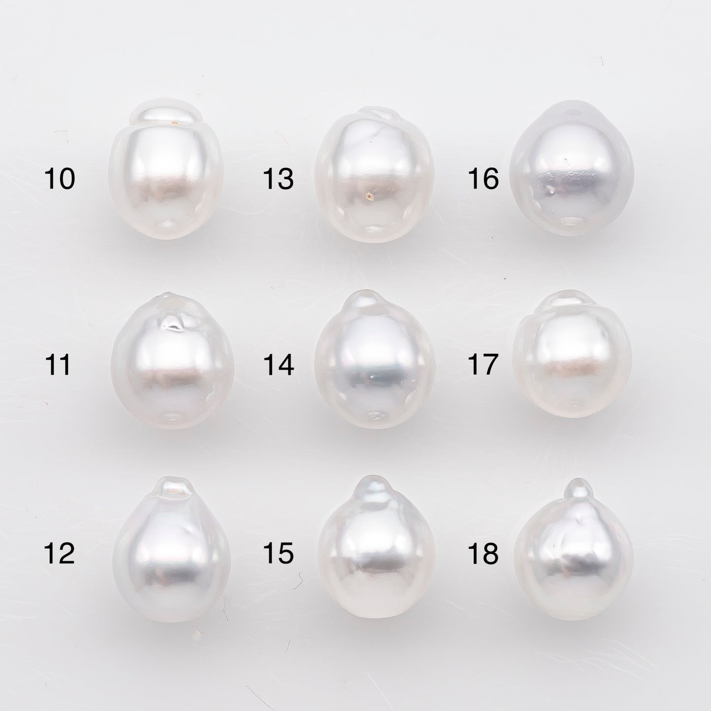 9-10mm White South Sea Pearl Drop Shape, Loose Undrilled Natural Color, SKU # 2936TH