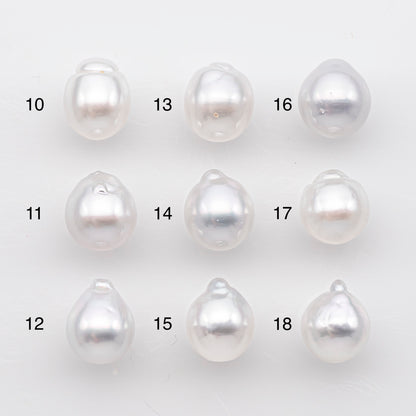 9-10mm White South Sea Pearl Drop Shape, Loose Undrilled Natural Color, SKU # 2936TH
