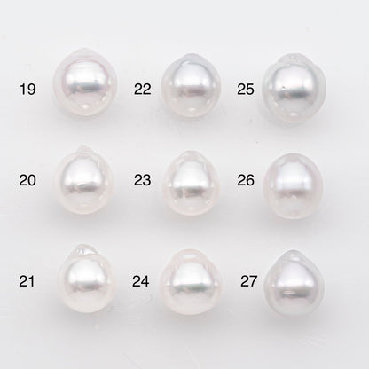 9-10mm White South Sea Pearl Drop Shape, Loose Undrilled Natural Color, SKU # 2936TH