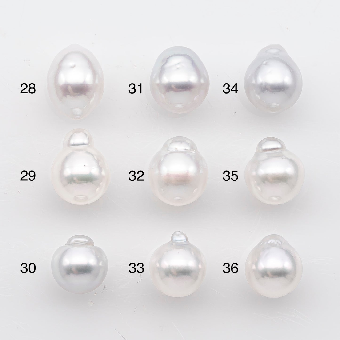 9-10mm White South Sea Pearl Drop Shape, Loose Undrilled Natural Color, SKU # 2936TH