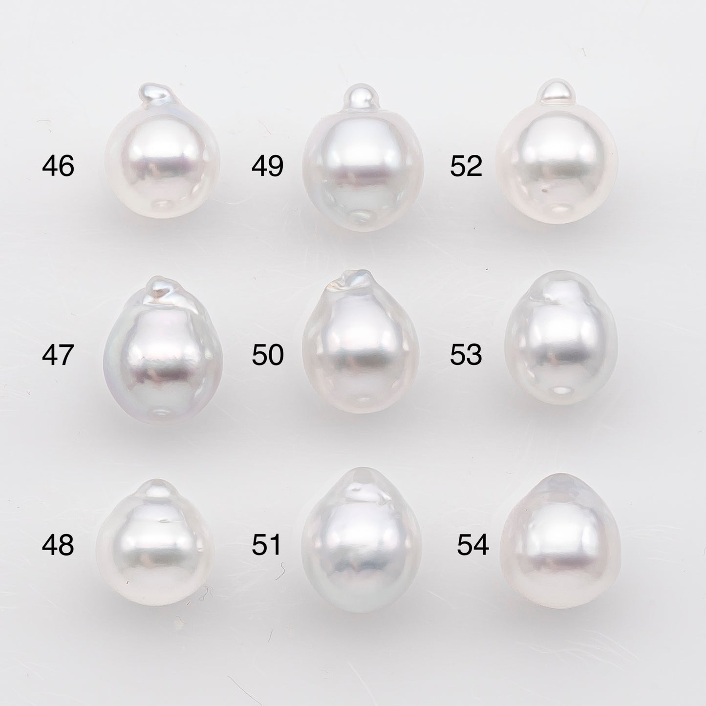 9-10mm White South Sea Pearl Drop Shape, Loose Undrilled Natural Color, SKU # 2936TH