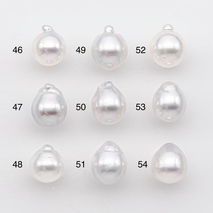 9-10mm White South Sea Pearl Drop Shape, Loose Undrilled Natural Color, SKU # 2936TH