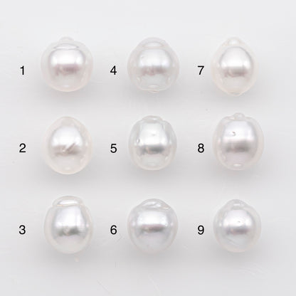 9-10mm White South Sea Pearl Drop Shape, Loose Undrilled Natural Color, SKU # 2937TH