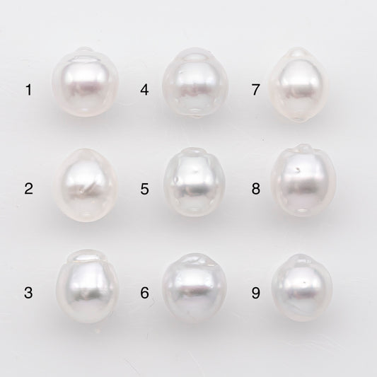 9-10mm White South Sea Pearl Drop Shape, Loose Undrilled Natural Color, SKU # 2937TH