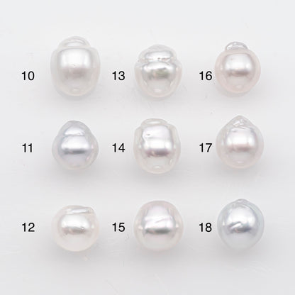 9-10mm White South Sea Pearl Drop Shape, Loose Undrilled Natural Color, SKU # 2937TH