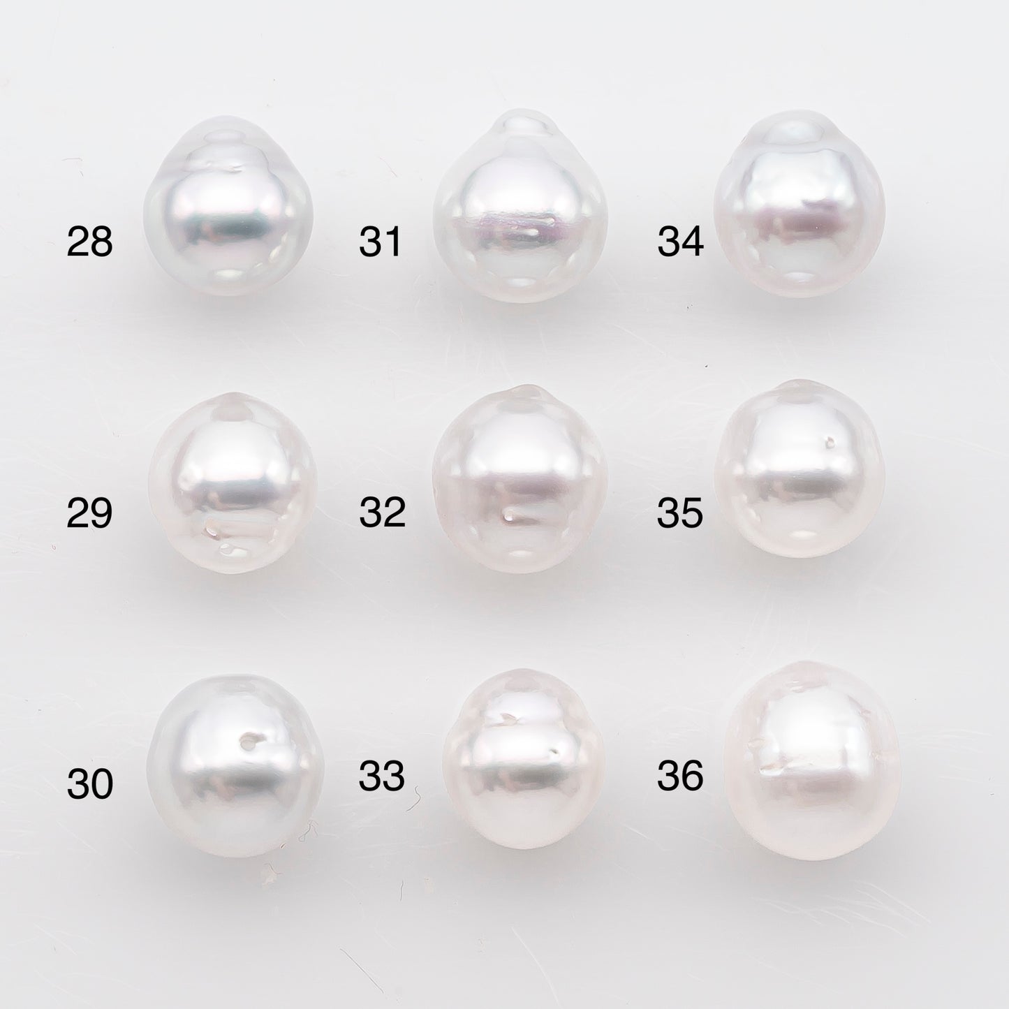 9-10mm White South Sea Pearl Drop Shape, Loose Undrilled Natural Color, SKU # 2937TH