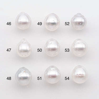 9-10mm White South Sea Pearl Drop Shape, Loose Undrilled Natural Color, SKU # 2937TH
