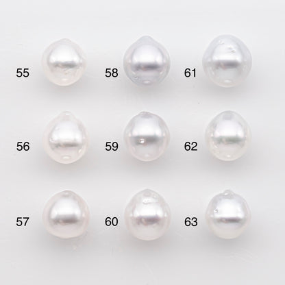 9-10mm White South Sea Pearl Drop Shape, Loose Undrilled Natural Color, SKU # 2937TH