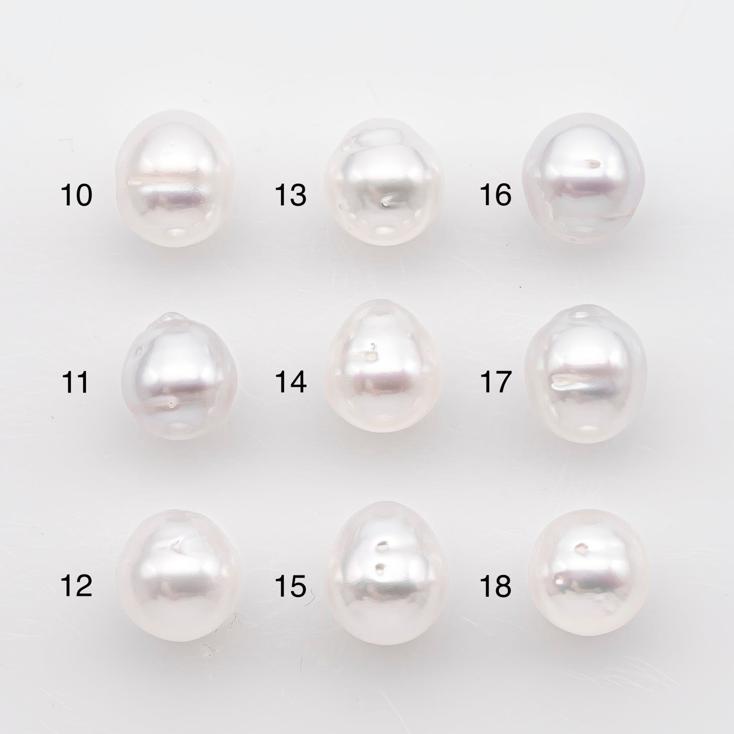 9-10mm White South Sea Pearl Drop Shape, Loose Undrilled Natural Color, SKU # 2938TH