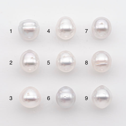 9-10mm White South Sea Pearl Drop Shape, Loose Undrilled Natural Color, SKU # 2939TH