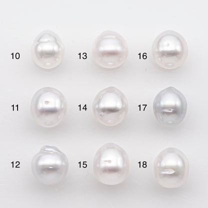 9-10mm White South Sea Pearl Drop Shape, Loose Undrilled Natural Color, SKU # 2939TH