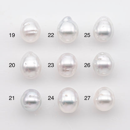 9-10mm White South Sea Pearl Drop Shape, Loose Undrilled Natural Color, SKU # 2939TH