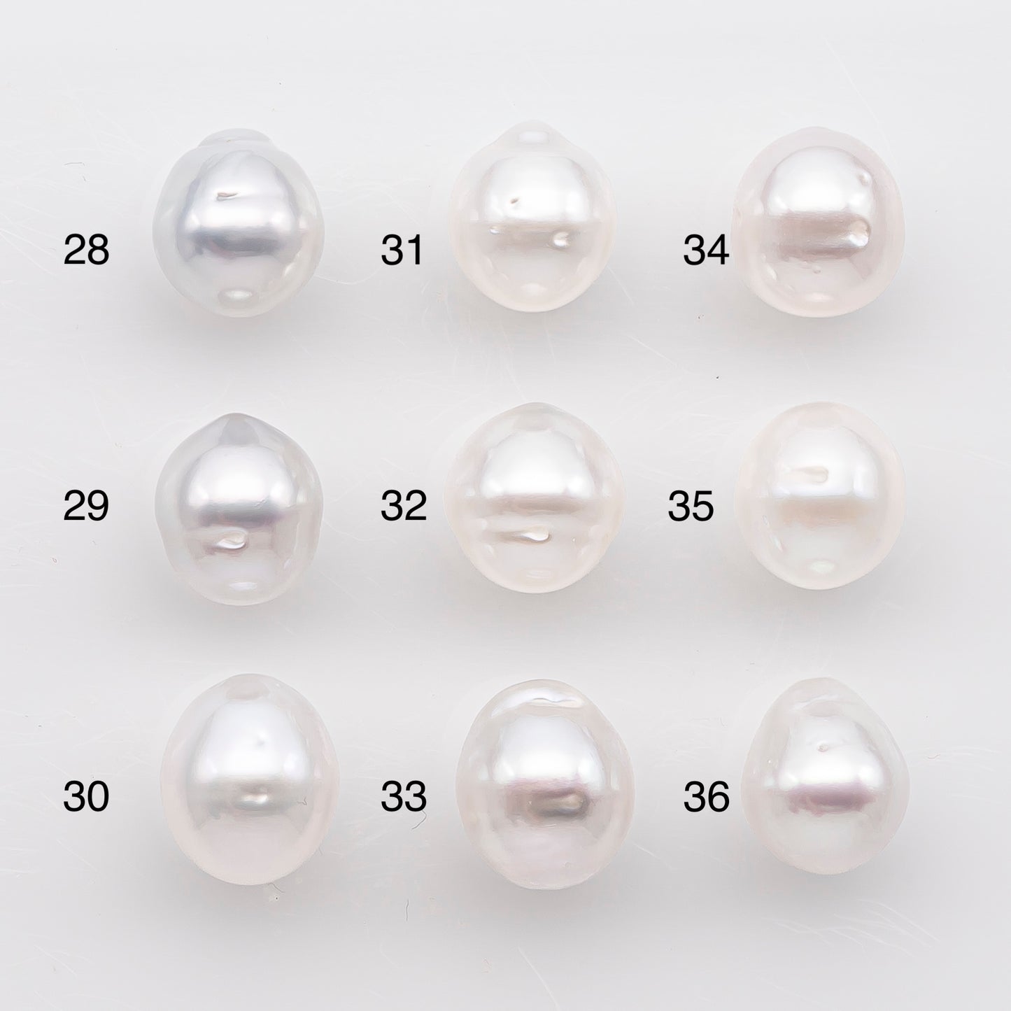 9-10mm White South Sea Pearl Drop Shape, Loose Undrilled Natural Color, SKU # 2939TH