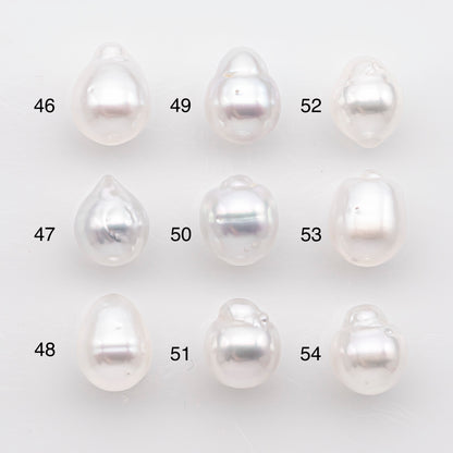 9-10mm White South Sea Pearl Drop Shape, Loose Undrilled Natural Color, SKU # 2939TH
