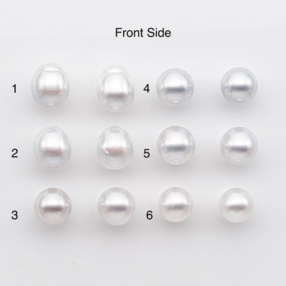 9-10mm  Matched Pair White South Sea Pearl, Undrilled Natural Color, SKU # 2941TH