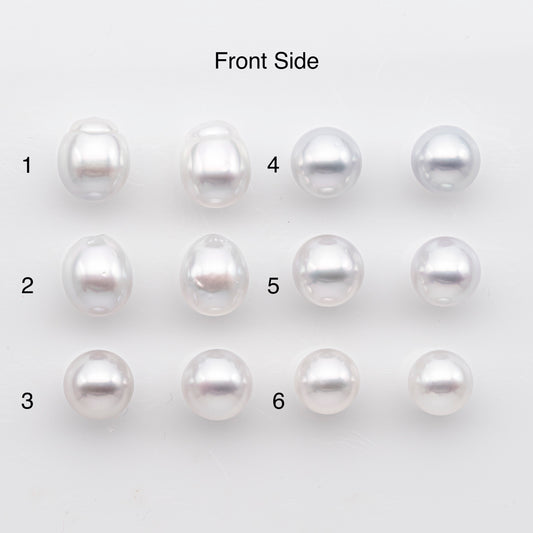 9-10mm  Matched Pair White South Sea Pearl, Undrilled Natural Color, SKU # 2941TH