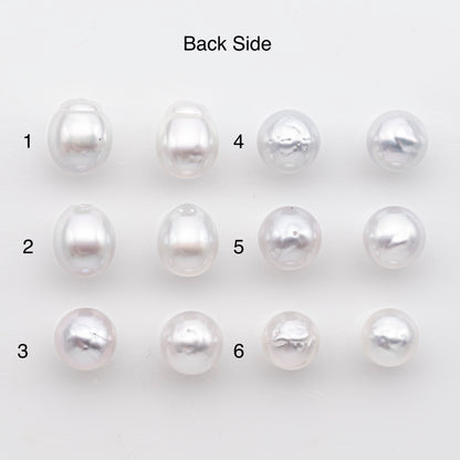 9-10mm  Matched Pair White South Sea Pearl, Undrilled Natural Color, SKU # 2941TH