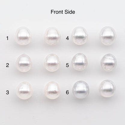 9-10mm Matched Pair White South Sea Pearl, Undrilled Natural Color, SKU # 2942TH