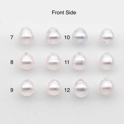 9-10mm Matched Pair White South Sea Pearl, Undrilled Natural Color, SKU # 2942TH
