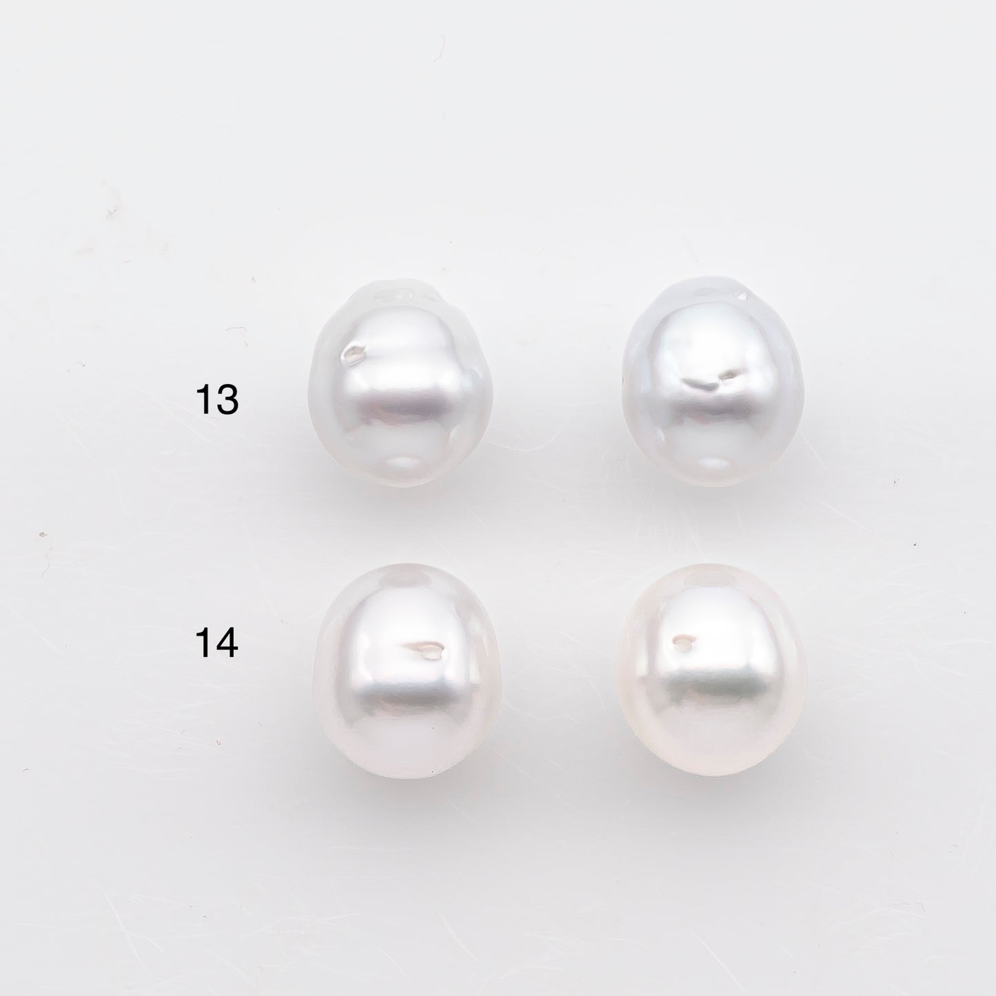 9-10mm Matched Pair White South Sea Pearl, Undrilled Natural Color, SKU # 2942TH