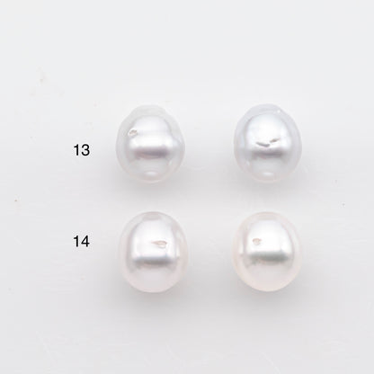 9-10mm Matched Pair White South Sea Pearl, Undrilled Natural Color, SKU # 2942TH