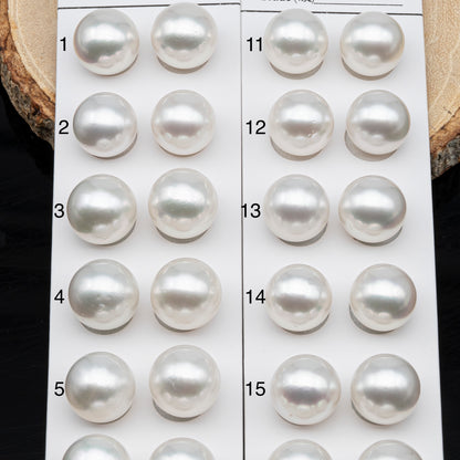 12-13mm Matched Pair White South Sea Pearl, Round undrilled with High Luster and Minor Blemishes for Jewelry Making, SKU # 2943TH