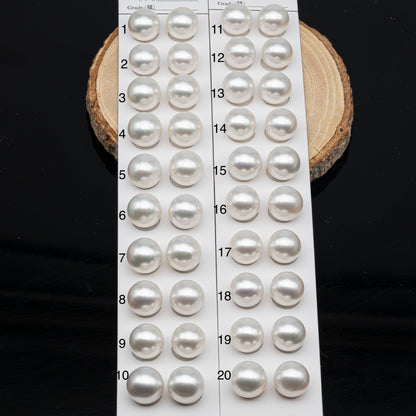 12-13mm Matched Pair White South Sea Pearl, Round undrilled with High Luster and Minor Blemishes for Jewelry Making, SKU # 2943TH