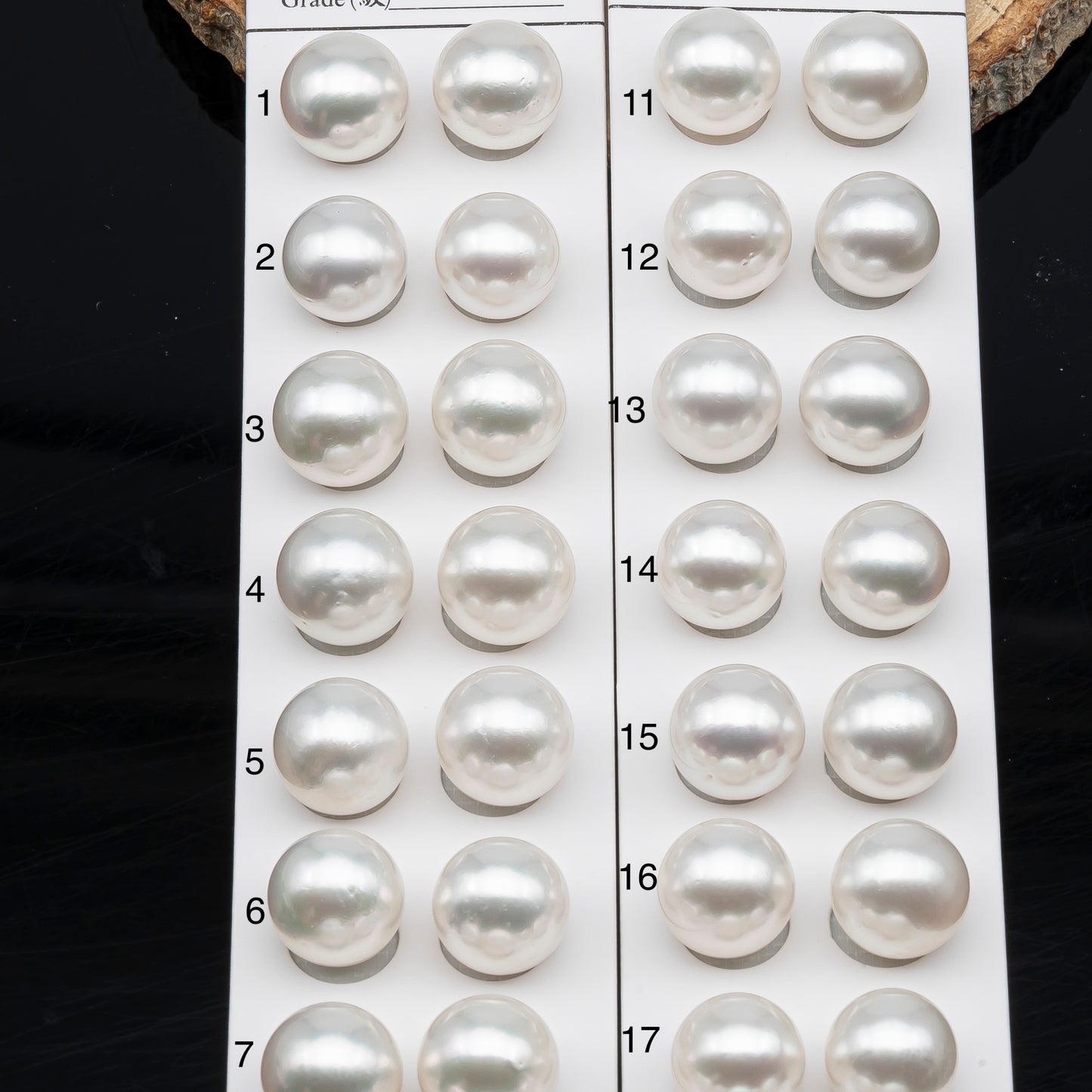 12-13mm Matched Pair White South Sea Pearl, Round undrilled with High Luster and Minor Blemishes for Jewelry Making, SKU # 2943TH