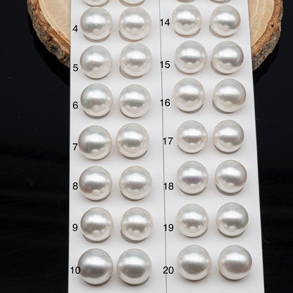 12-13mm Matched Pair White South Sea Pearl, Round undrilled with High Luster and Minor Blemishes for Jewelry Making, SKU # 2943TH