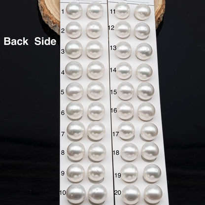 12-13mm Matched Pair White South Sea Pearl, Round undrilled with High Luster and Minor Blemishes for Jewelry Making, SKU # 2943TH