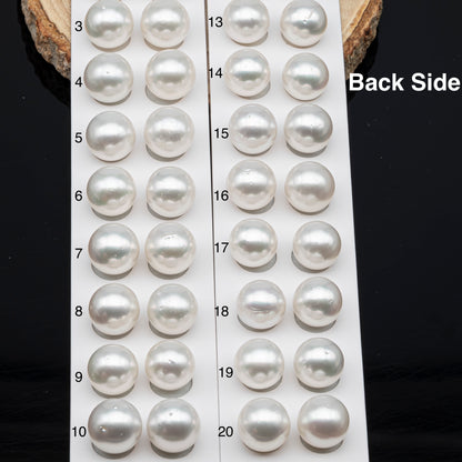 12-13mm Matched Pair White South Sea Pearl, Round undrilled with High Luster and Minor Blemishes for Jewelry Making, SKU # 2943TH