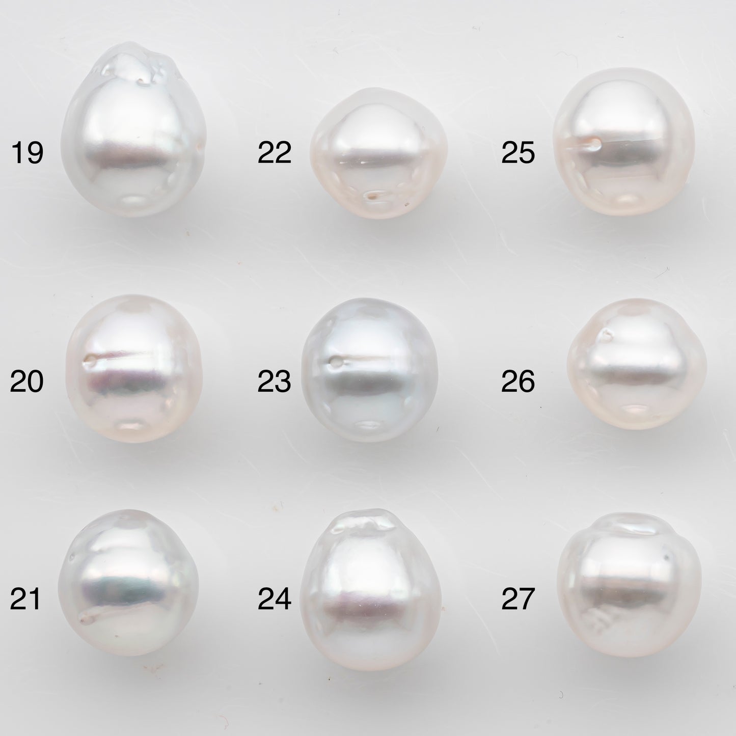 10-11mm White South Sea Pearl Drop Shape with High Luster, Loose Undrilled Natural Color, SKU # 3091WS