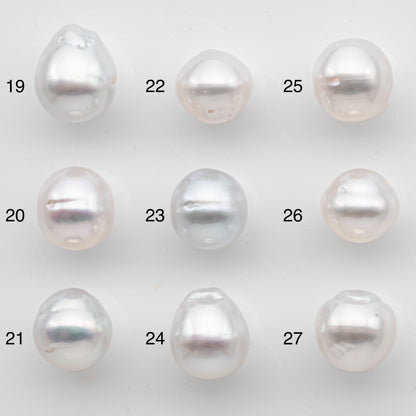 10-11mm White South Sea Pearl Drop Shape with High Luster, Loose Undrilled Natural Color, SKU # 3091WS