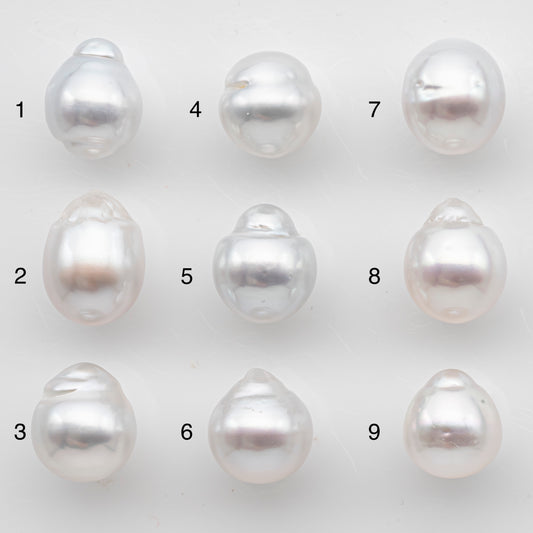 10-11mm White South Sea Pearl Drop Shape with High Luster, Loose Undrilled Natural Color, SKU # 3091WS