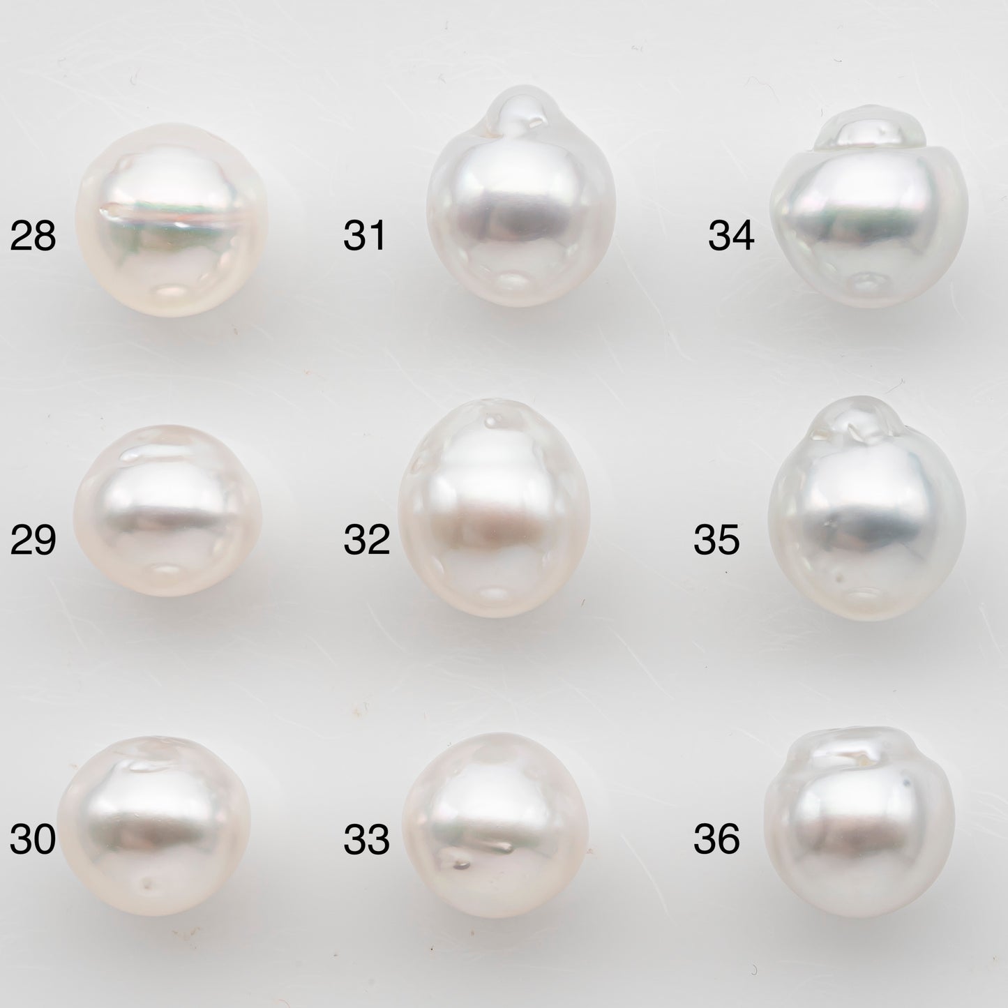10-11mm White South Sea Pearl Drop Shape with High Luster, Loose Undrilled Natural Color, SKU # 3091WS