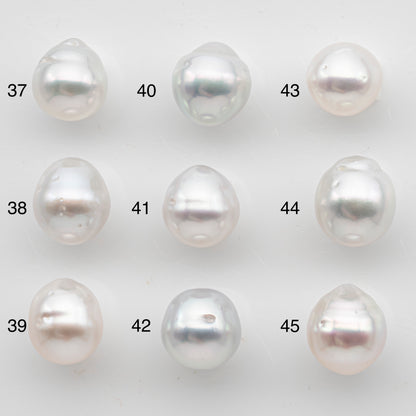 10-11mm White South Sea Pearl Drop Shape with High Luster, Loose Undrilled Natural Color, SKU # 3091WS