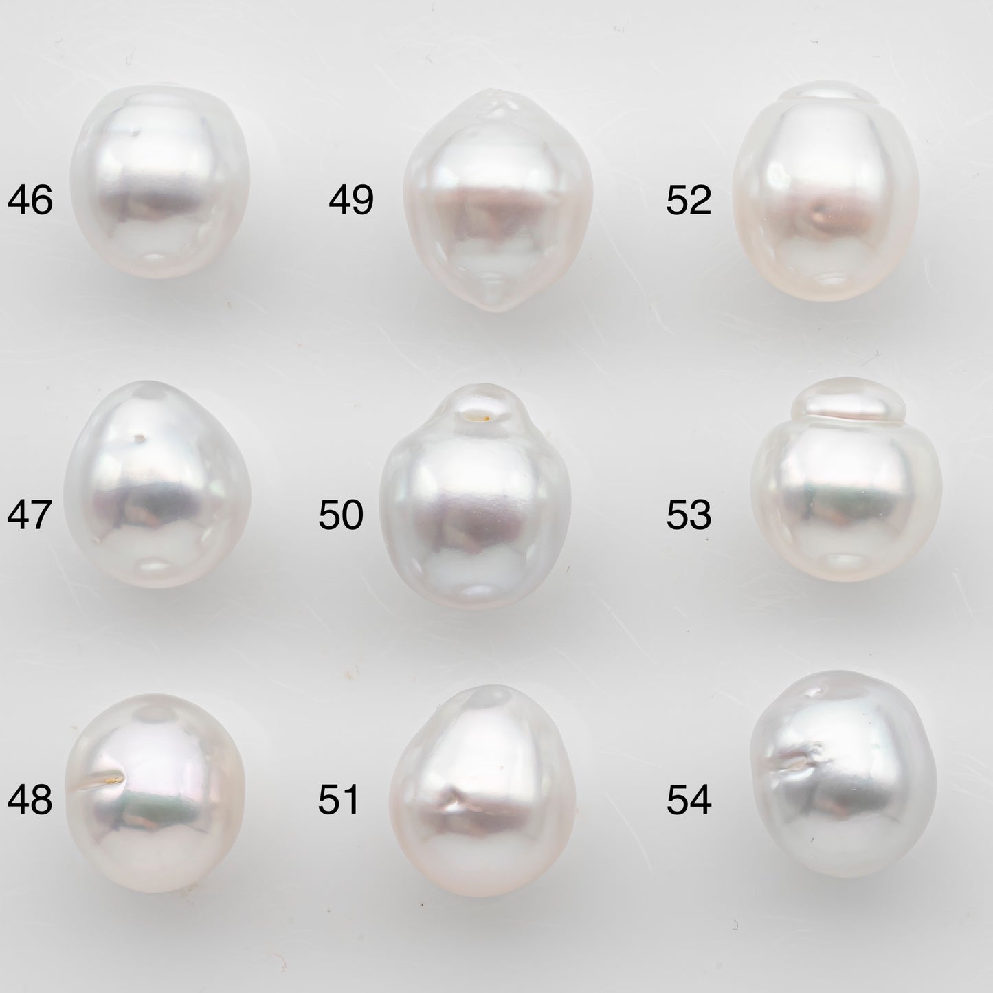 10-11mm White South Sea Pearl Drop Shape with High Luster, Loose Undrilled Natural Color, SKU # 3091WS