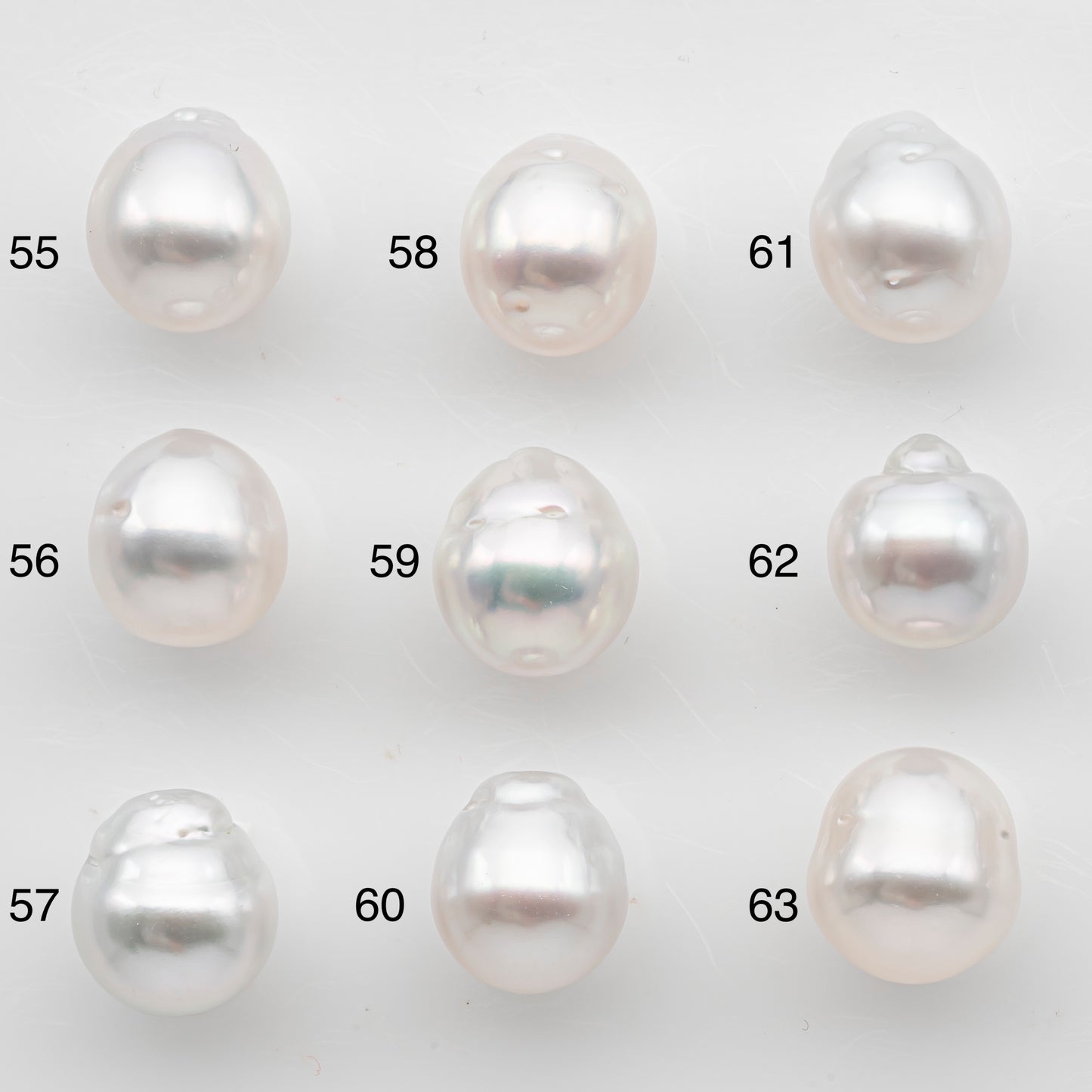 10-11mm White South Sea Pearl Drop Shape with High Luster, Loose Undrilled Natural Color, SKU # 3091WS