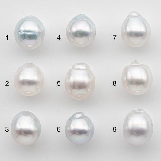10-11mm White South Sea Pearl Drop Shape with High Luster, Loose Undrilled Natural Color, SKU # 3092WS