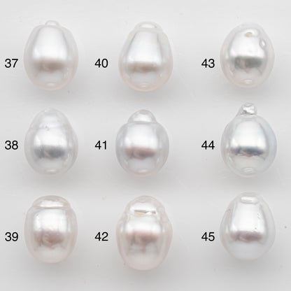 10-11mm White South Sea Pearl Drop Shape with High Luster, Loose Undrilled Natural Color, SKU # 3092WS