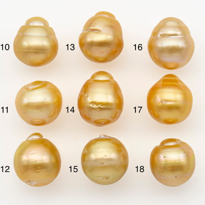 13-14mm South Sea Pearl in Natural Gold Color, Loose Drop Shape, Undrilled for Jewelry Making, SKU # 3095GS