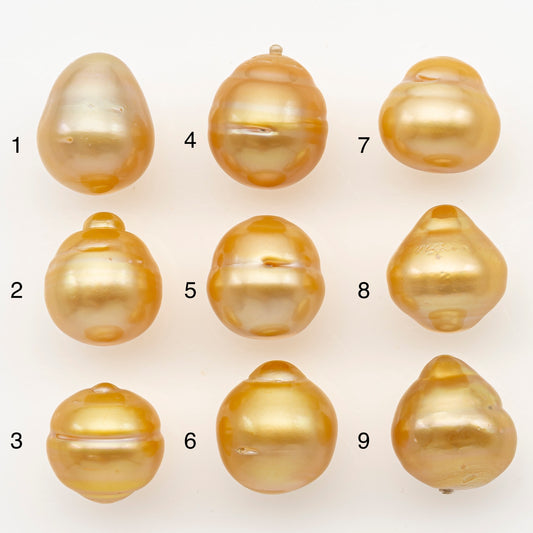 13-14mm South Sea Pearl in Natural Gold Color, Loose Drop Shape, Undrilled for Jewelry Making, SKU # 3095GS