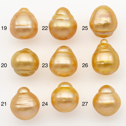 13-14mm South Sea Pearl in Natural Gold Color, Loose Drop Shape, Undrilled for Jewelry Making, SKU # 3095GS