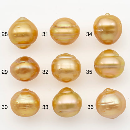 13-14mm South Sea Pearl in Natural Gold Color, Loose Drop Shape, Undrilled for Jewelry Making, SKU # 3095GS