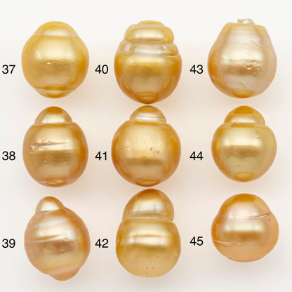 13-14mm South Sea Pearl in Natural Gold Color, Loose Drop Shape, Undrilled for Jewelry Making, SKU # 3095GS