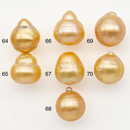 13-14mm South Sea Pearl in Natural Gold Color, Loose Drop Shape, Undrilled for Jewelry Making, SKU # 3095GS