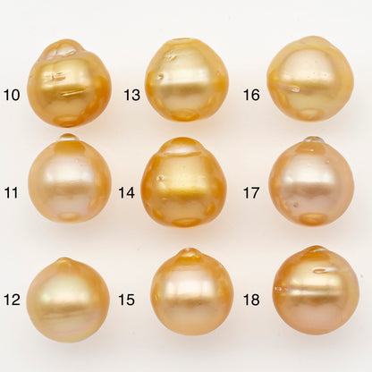 13-14mm South Sea Pearl in Natural Gold Color, Loose Drop Shape, Undrilled for Jewelry Making, SKU # 3096GS