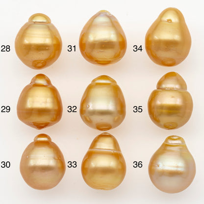 13-14mm South Sea Pearl in Natural Gold Color, Loose Drop Shape, Undrilled for Jewelry Making, SKU # 3096GS