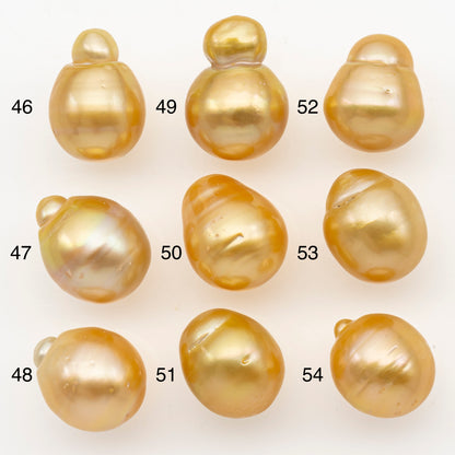 13-14mm South Sea Pearl in Natural Gold Color, Loose Drop Shape, Undrilled for Jewelry Making, SKU # 3096GS