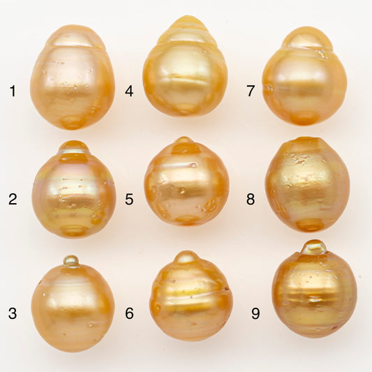 13-14mm South Sea Pearl in Natural Gold Color, Loose Drop Shape, Undrilled for Jewelry Making, SKU # 3097GS